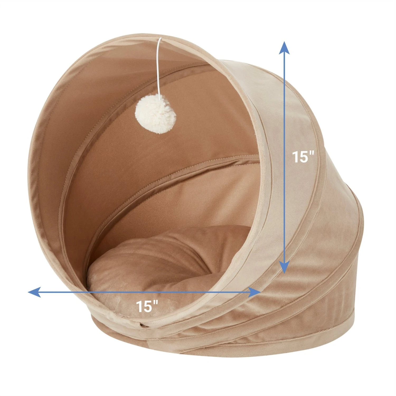 Frisco Foldable Canopy Cat Bed, Sandy Beige 6 Frisco Foldable Canopy Cat Bed, Sandy Beige - Image 4