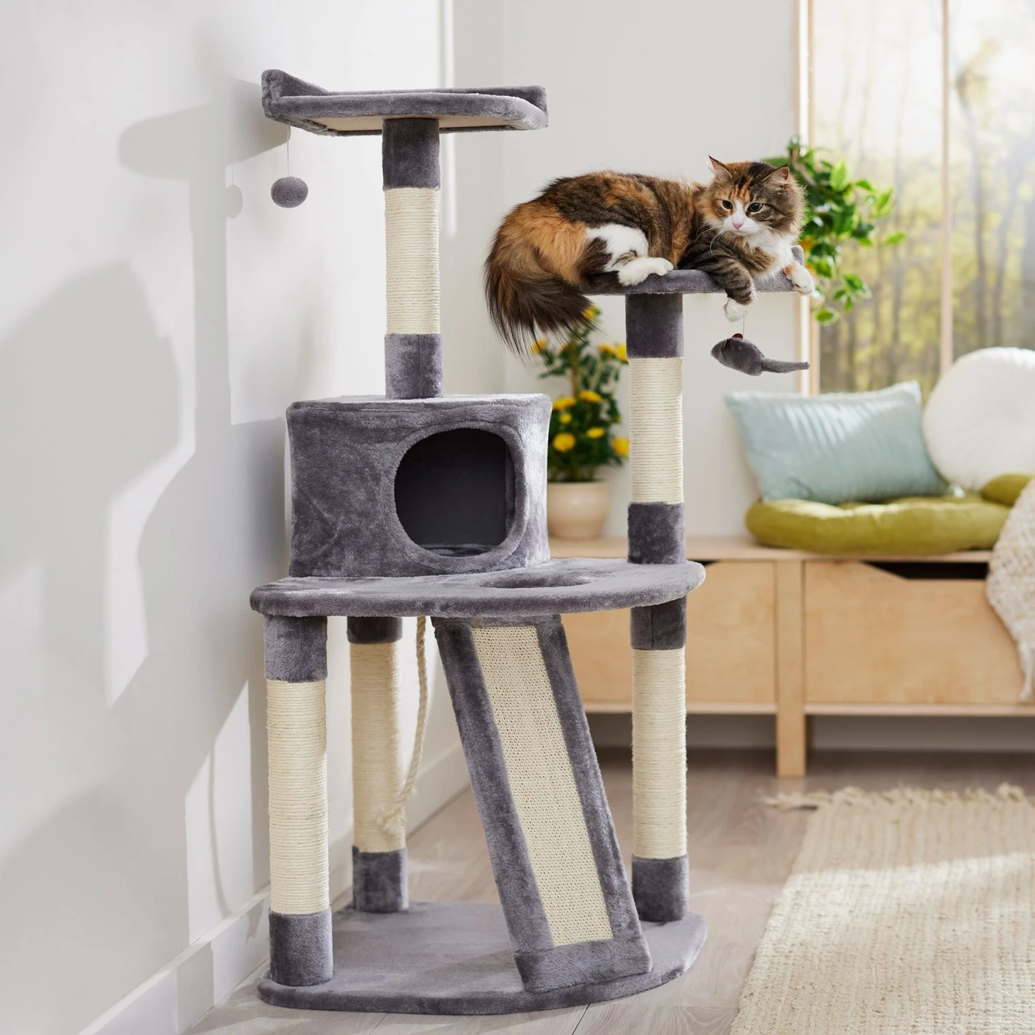 Frisco 48-in Faux Fur Cat Tree & Condo 3 Frisco 48-in Faux Fur Cat Tree & Condo