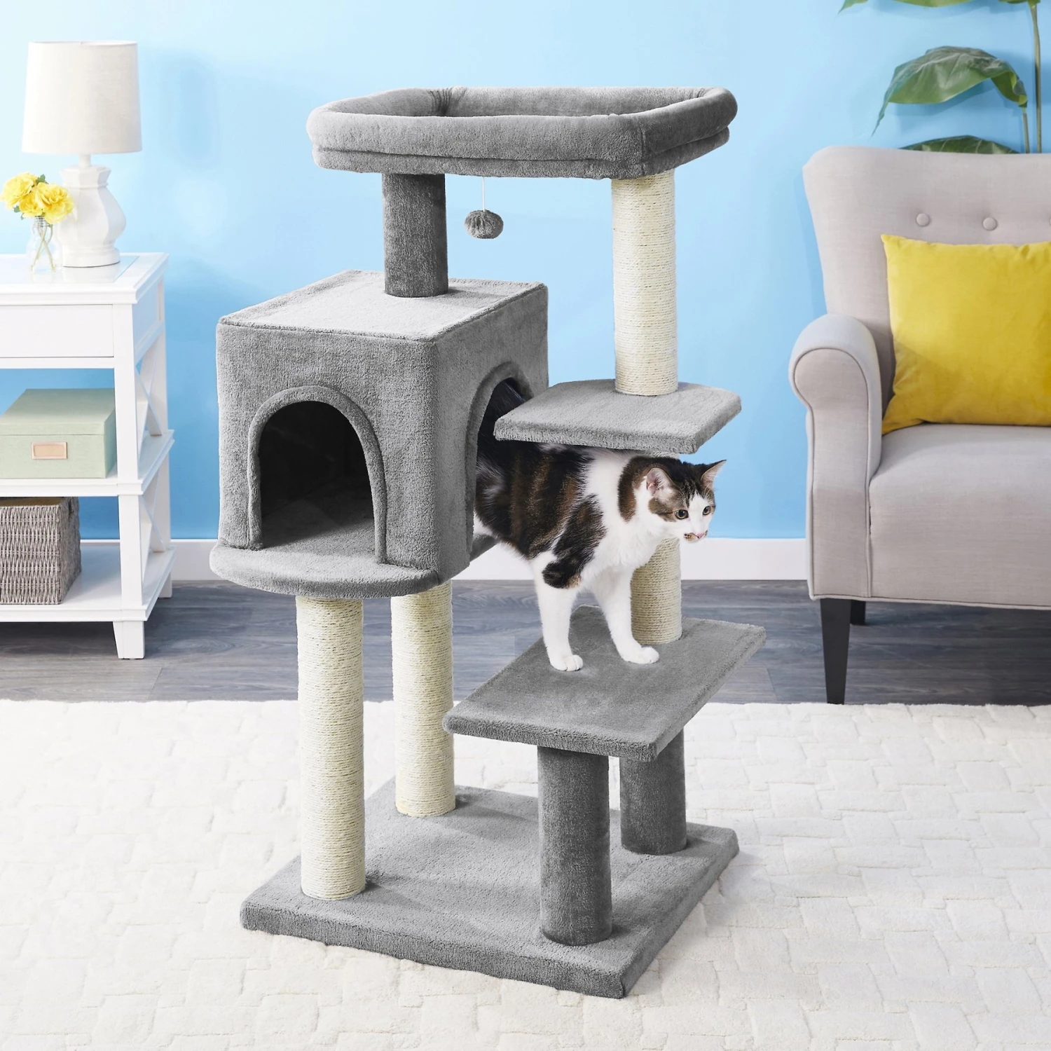 Frisco 48-in Heavy Duty Faux Fur Cat Tree & Condo 3 Frisco 48-in Heavy Duty Faux Fur Cat Tree & Condo