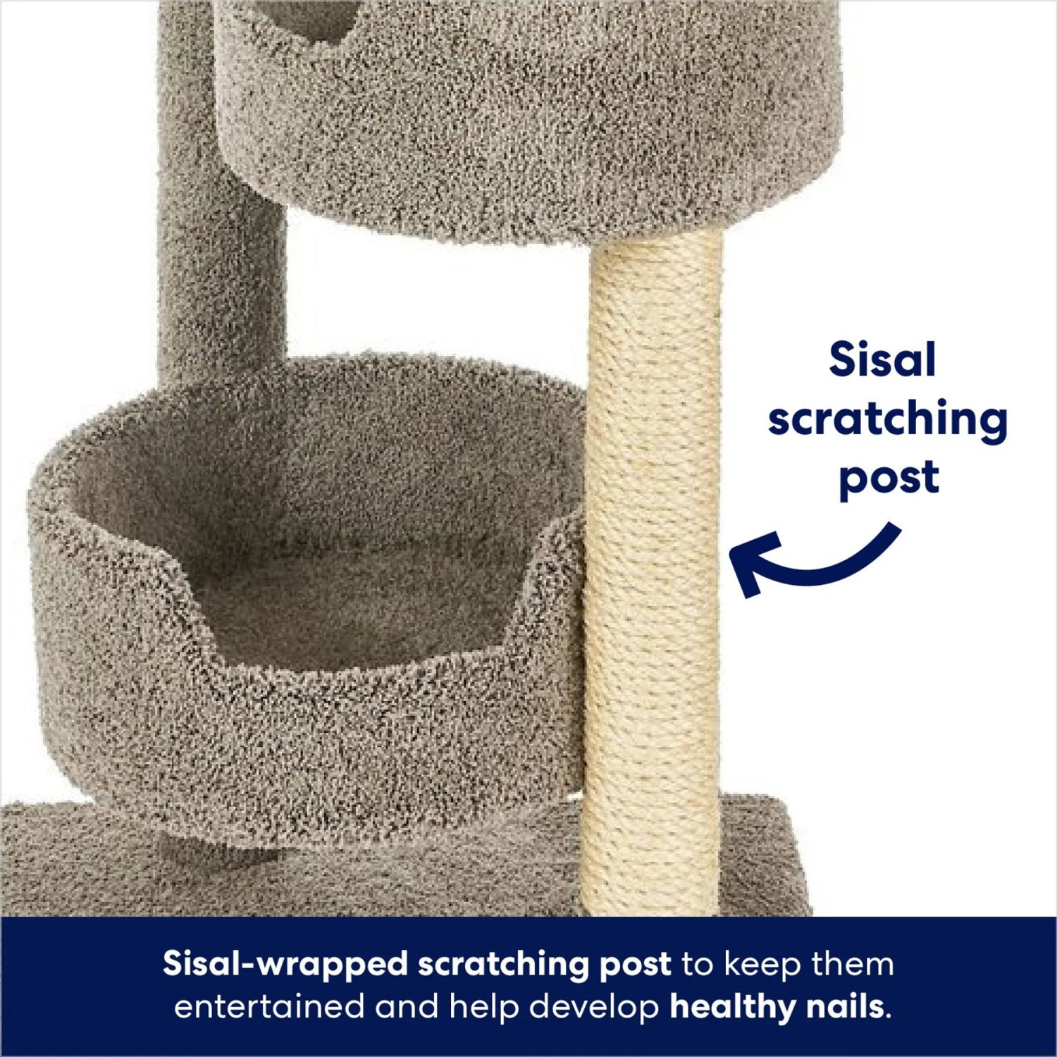 Frisco 65-in Real Carpet Wooden Cat Tree 6 Frisco 65-in Real Carpet Wooden Cat Tree - Image 4