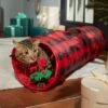 Frisco Holiday Buffalo Plaid Foldable Play Tunnel Cat Toy With Catnip -Frisco Sales Store 228549 MAIN. AC SS1800 V1632776567