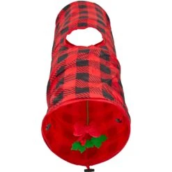 Frisco Holiday Buffalo Plaid Foldable Play Tunnel Cat Toy With Catnip -Frisco Sales Store 228549 PT2. AC SS1800 V1632774784