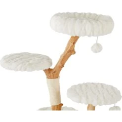 Frisco Natural Wood Modern Cat Tree With Toy, Ivory, Large -Frisco Sales Store 236563 PT3. AC SS1800 V1615987312