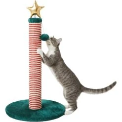 Frisco Holiday 29.5-in Candy Cane Sisal Cat Scratching Post With Toy -Frisco Sales Store 236565 PT2. AC SS1800 V1601342456