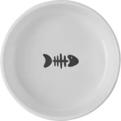 Frisco Round Meow Non-skid Ceramic Cat Bowl With Wood Base -Frisco Sales Store 256078 PT4. AC SS1800 V1615312284