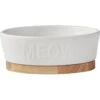 Frisco Oval Meow Non-skid Ceramic Cat Bowl With Wood Base -Frisco Sales Store 256080 MAIN. AC SS1800 V1615300007