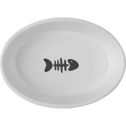 Frisco Oval Meow Non-skid Ceramic Cat Bowl With Wood Base -Frisco Sales Store 256080 PT4. AC SS1800 V1615311695