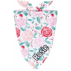 Frisco Watercolor Roses Personalized Dog & Cat Bandana