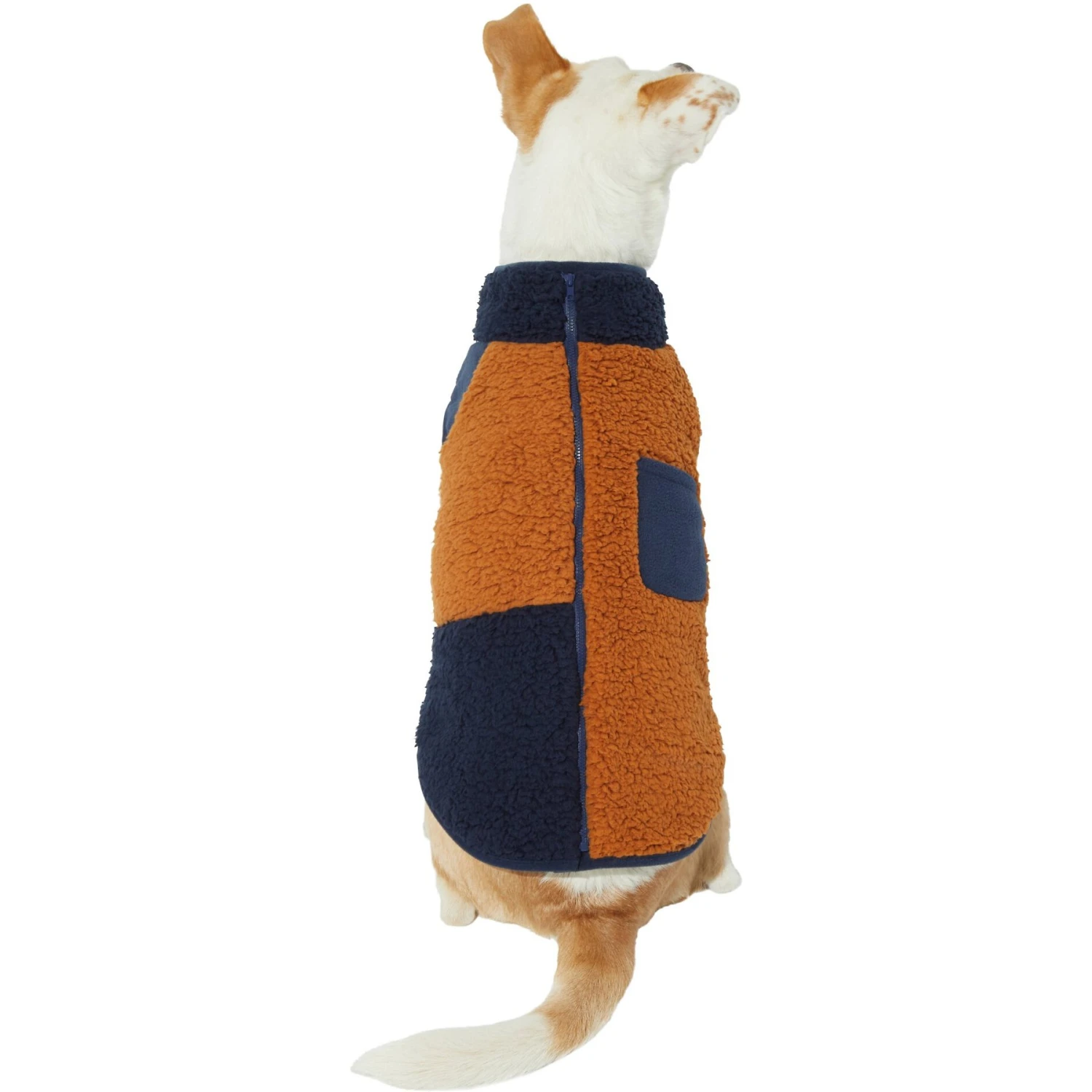 Frisco Lightweight Colorblock Dog & Cat Zippered Sherpa Fleece Vest, Blue/Brown 3 Frisco Lightweight Colorblock Dog & Cat Zippered Sherpa Fleece Vest, Blue/Brown