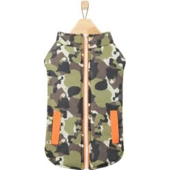 Frisco Mediumweight Camo Print Insulated Dog & Cat Zippered Coat, Green -Frisco Sales Store 268295 PT4. AC SS1800 V1628824318