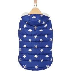 Frisco Mediumweight Metallic Star Print Insulated Dog & Cat Parka, Navy -Frisco Sales Store 268413 PT4. AC SS1800 V1628824388