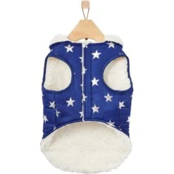 Frisco Mediumweight Metallic Star Print Insulated Dog & Cat Parka, Navy -Frisco Sales Store 268413 PT5. AC SS1800 V1628821999