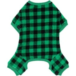 Frisco Dog & Cat Cozy Plush Fleece PJs, Green Plaid