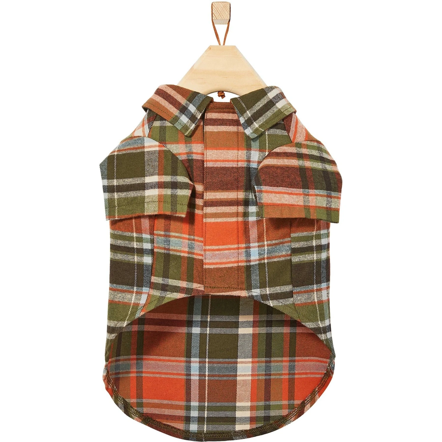 Frisco Orange & Olive Plaid Dog & Cat Flannel Shirt 7 Frisco Orange & Olive Plaid Dog & Cat Flannel Shirt - Image 5
