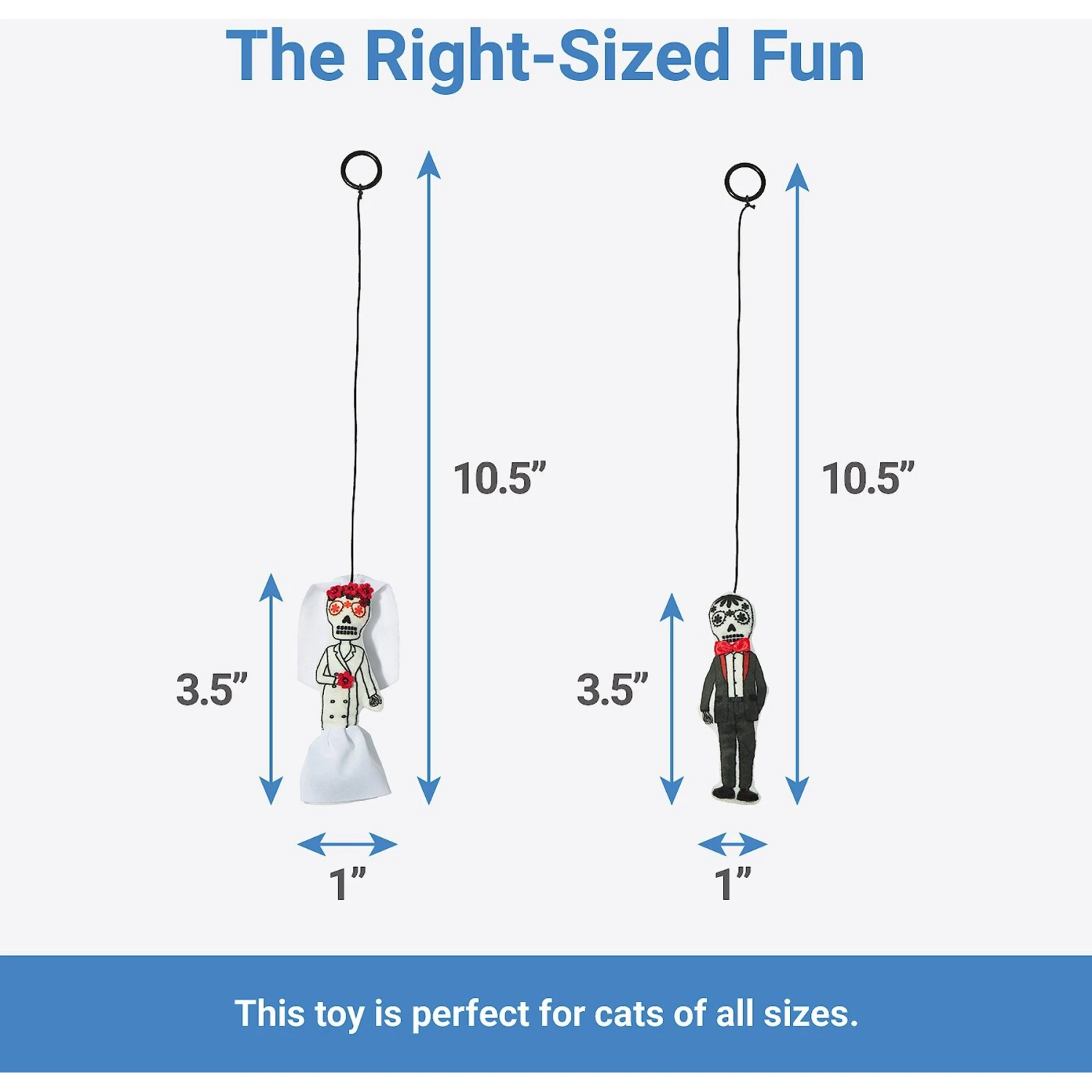 Frisco Sugar Skull Bride & Groom Bouncy Cat Toy With Catnip, 2 Count 4 Frisco Sugar Skull Bride & Groom Bouncy Cat Toy With Catnip, 2 Count - Image 2