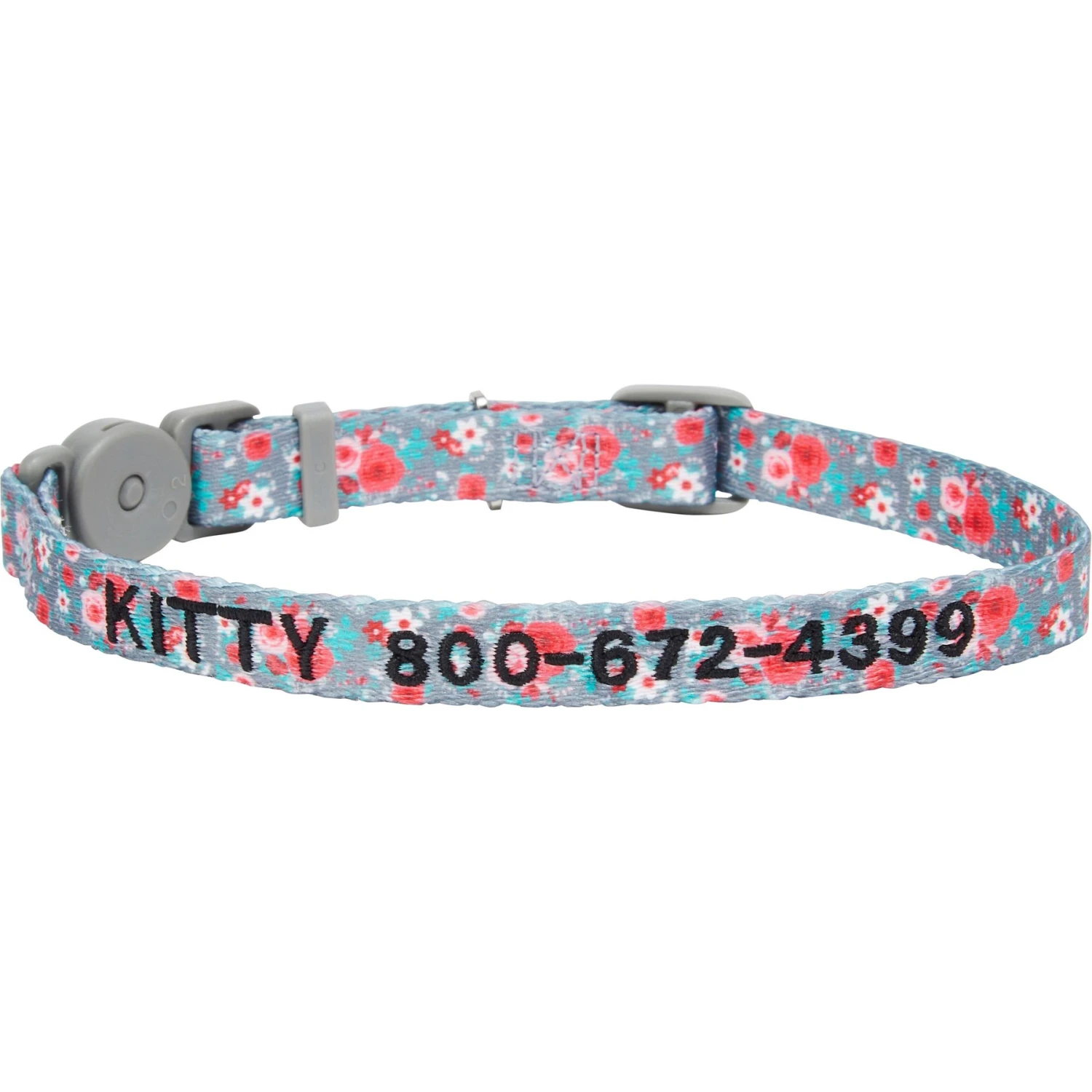 Frisco Rose Polyester Personalized Breakaway Cat Collar With Bell 3 Frisco Rose Polyester Personalized Breakaway Cat Collar With Bell