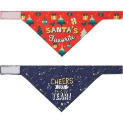 Frisco Santa's Favorite & Cheers To The New Year Dog & Cat Reversible Bandana -Frisco Sales Store 276285 PT4. AC SS1800 V1637679465