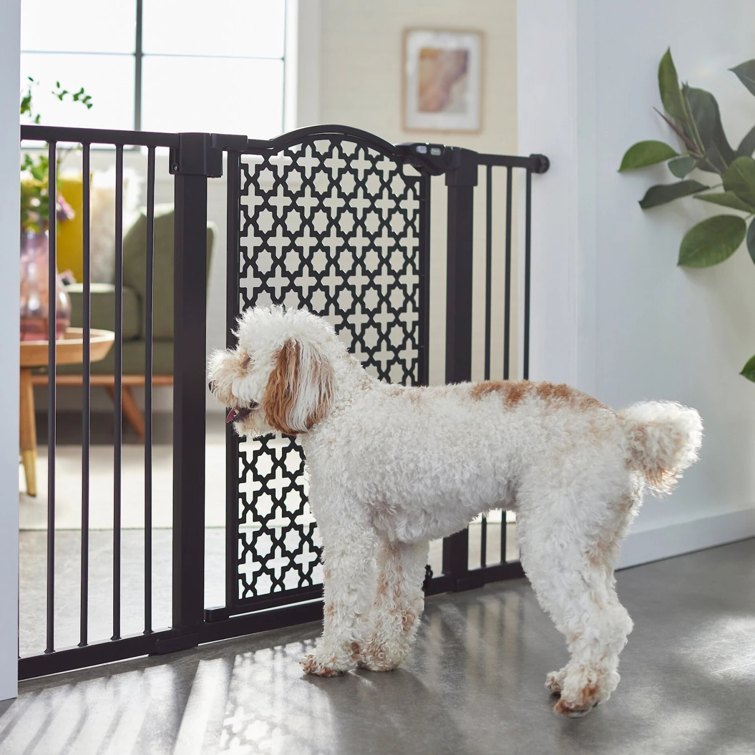 Frisco Metal Pattern Extra Wide Auto-close Dog Gate 3 Frisco Metal Pattern Extra Wide Auto-close Dog Gate