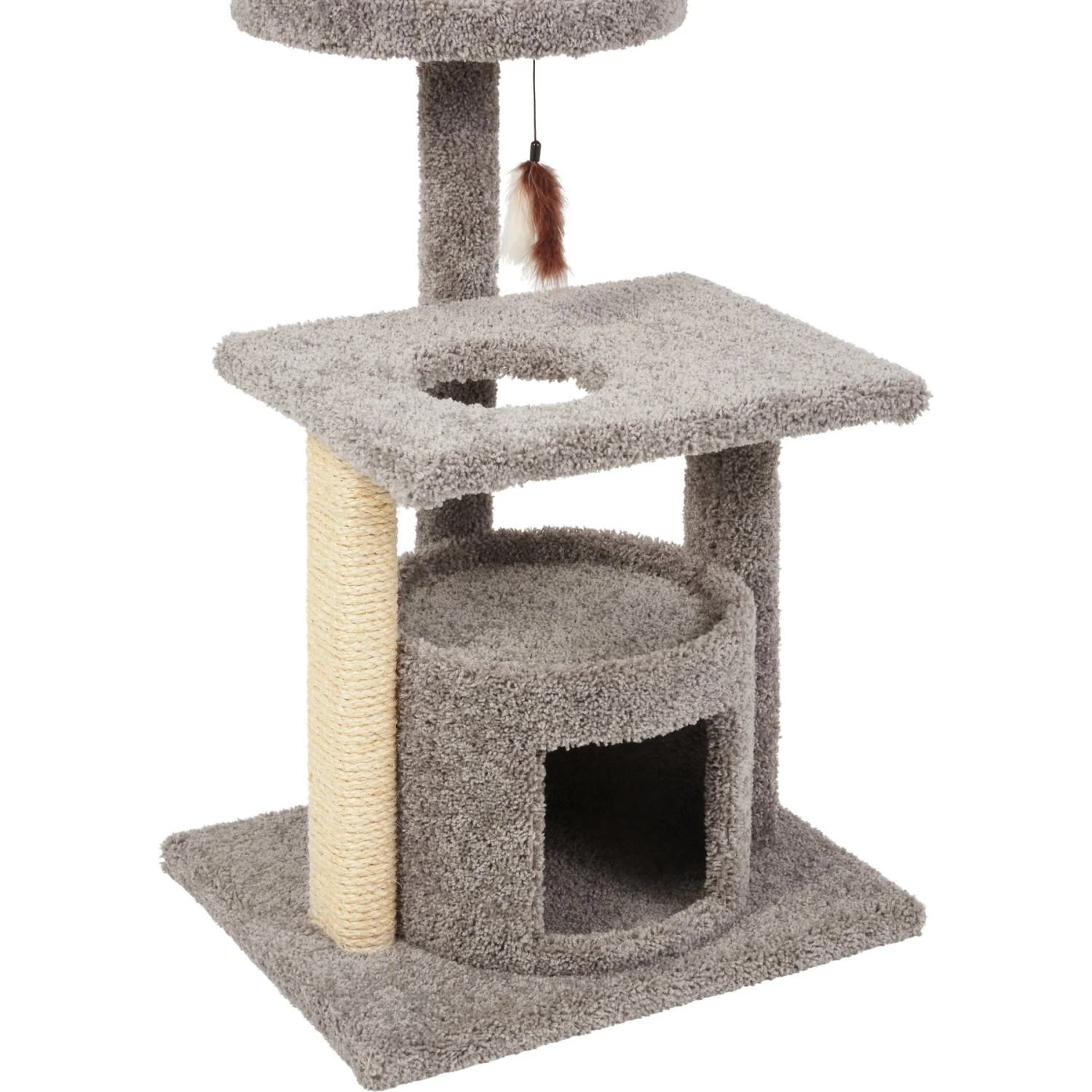 Frisco 37-in Real Carpet Cat Tree With Condo, Grey 6 Frisco 37-in Real Carpet Cat Tree With Condo, Grey - Image 4