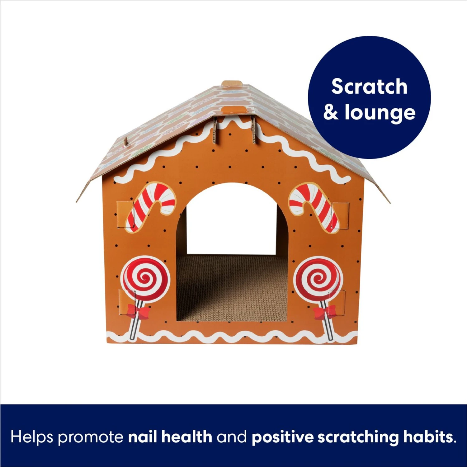 Frisco Holiday Gingerbread House Cardboard Cat House Cat Toy 5 Frisco Holiday Gingerbread House Cardboard Cat House Cat Toy - Image 3