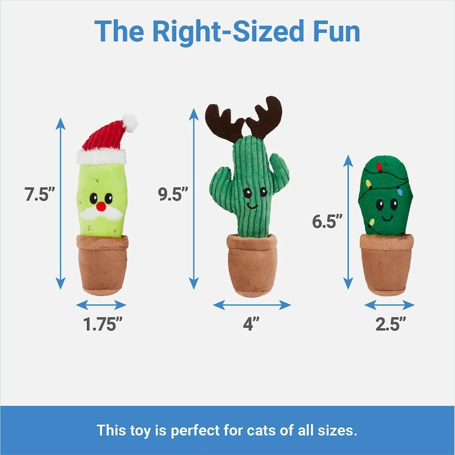 Frisco Holiday Cactus Plush Cat Toy With Catnip, 3 Count 4 Frisco Holiday Cactus Plush Cat Toy With Catnip, 3 Count - Image 2