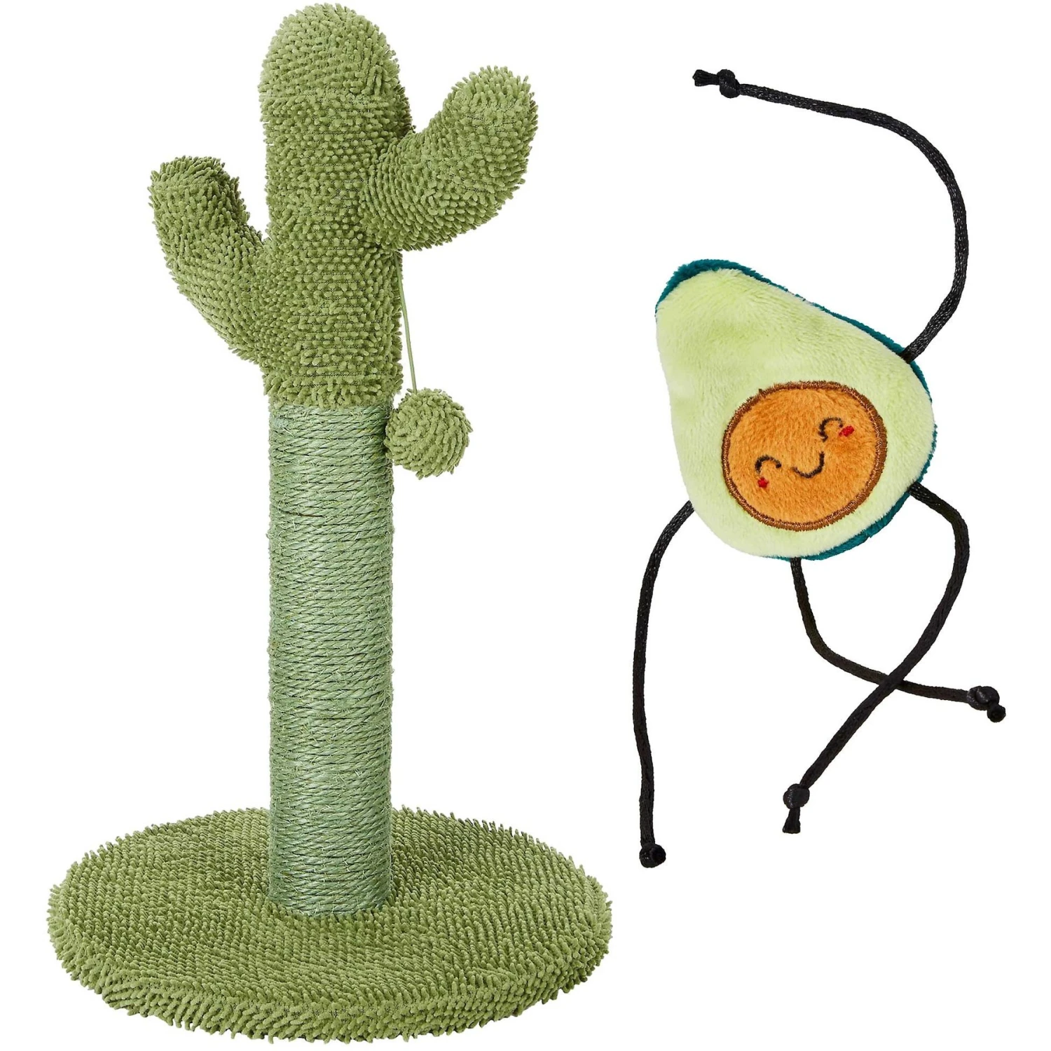 Frisco Cactus Cat Scratching Post & Frisco Dangly Avocado Buddy Plush Cat Toy With Catnip 3 Frisco Cactus Cat Scratching Post & Frisco Dangly Avocado Buddy Plush Cat Toy With Catnip
