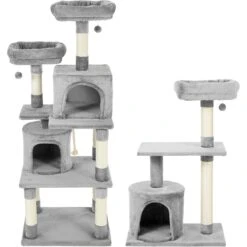 Frisco 61-in Faux Fur Cat Tree & Condo & Frisco 38-in Cat Tree With Condo, Top Perch & Toy