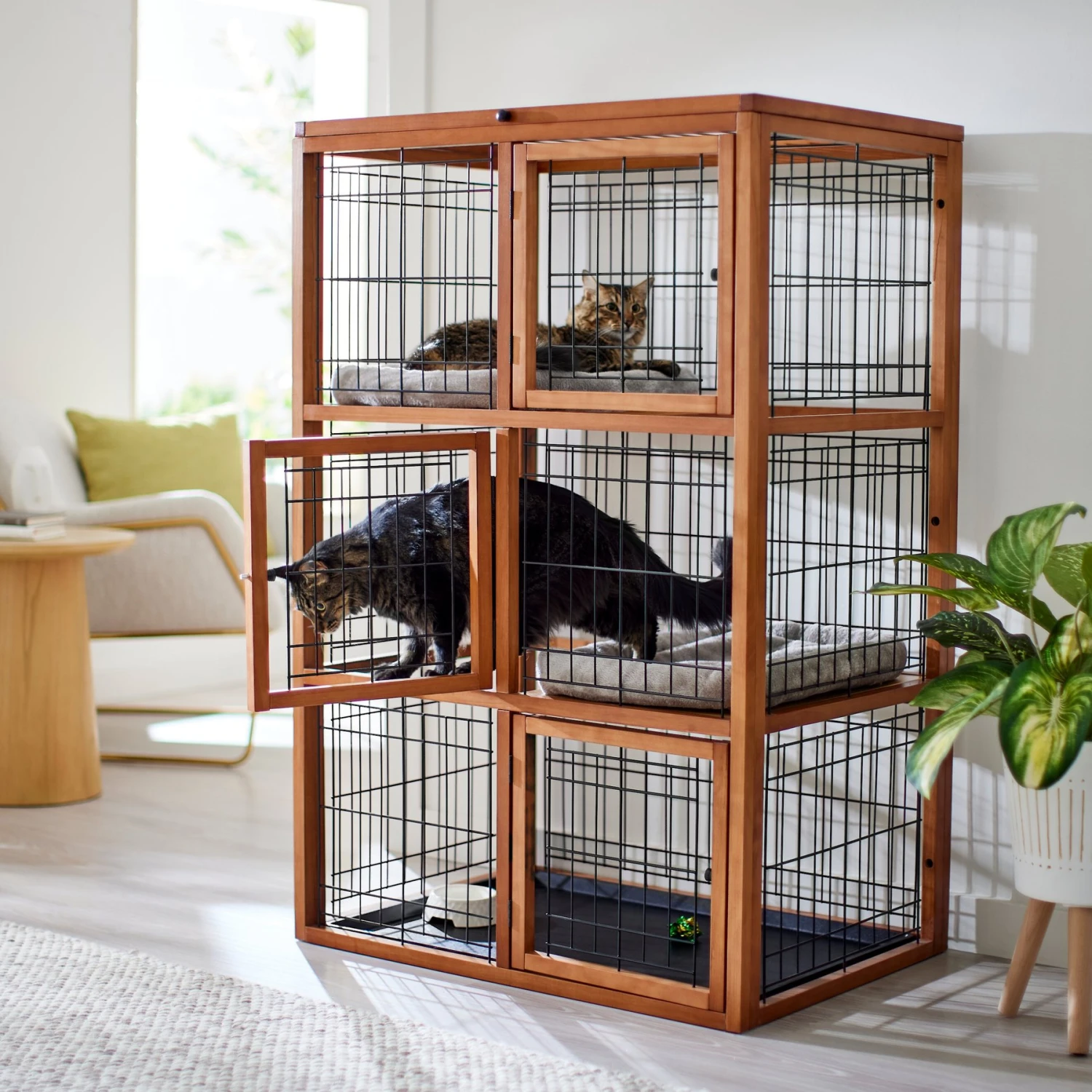 Frisco Collapsible Wood & Wire Cat Cage Playpen, 3 Level 3 Frisco Collapsible Wood & Wire Cat Cage Playpen, 3 Level