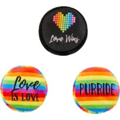 Frisco Pride Buttons Plush Cat Toy With Catnip, 3 Count