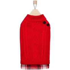 Frisco Plaid Cable Knit Dog & Cat Sweater -Frisco Sales Store 353611 PT4. AC SS1800 V1659726603