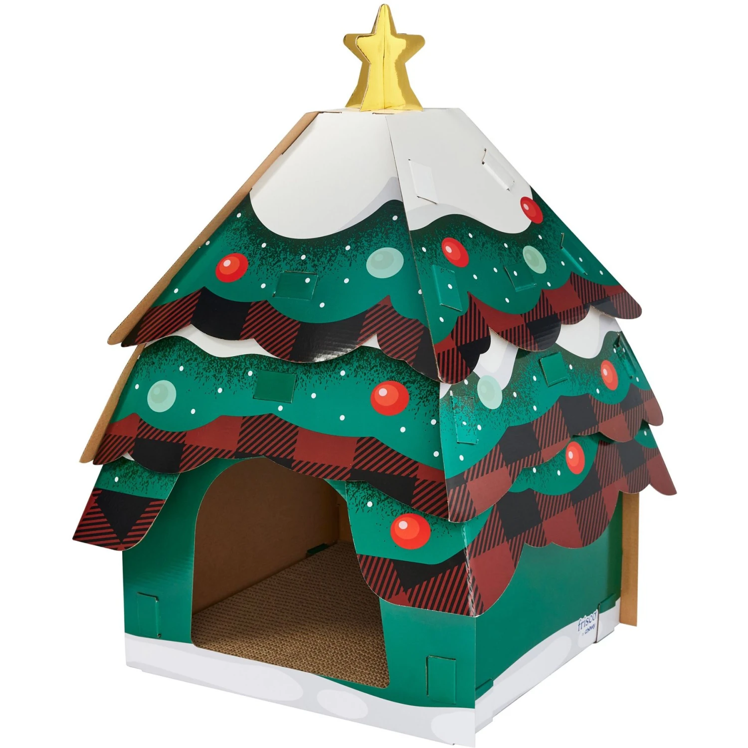Frisco Holiday Christmas Tree Cardboard Cat House 3 Frisco Holiday Christmas Tree Cardboard Cat House