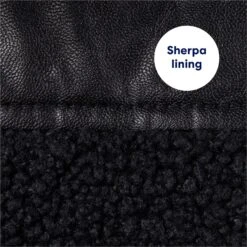 Frisco Medium Weight Faux Leather Dog & Cat Parka With Faux Fur Trimmed Hood, Black -Frisco Sales Store 719798 PT5. AC SS1800 V1692213078