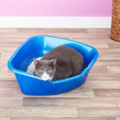 Frisco Collapsible Wire Cat Cage Playpen & Van Ness High Side Corner Cat Litter Pan, Blue -Frisco Sales Store 933382 PT8. AC SS1800 V1692305264