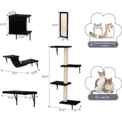 Coziwow Wall Mounted Shelves Set Cat Tree & Frisco Wooden Wall Mounted Stainless Steel Cat Feeding Station With Bowl -Frisco Sales Store 947694 PT2. AC SS1800 V1693921596